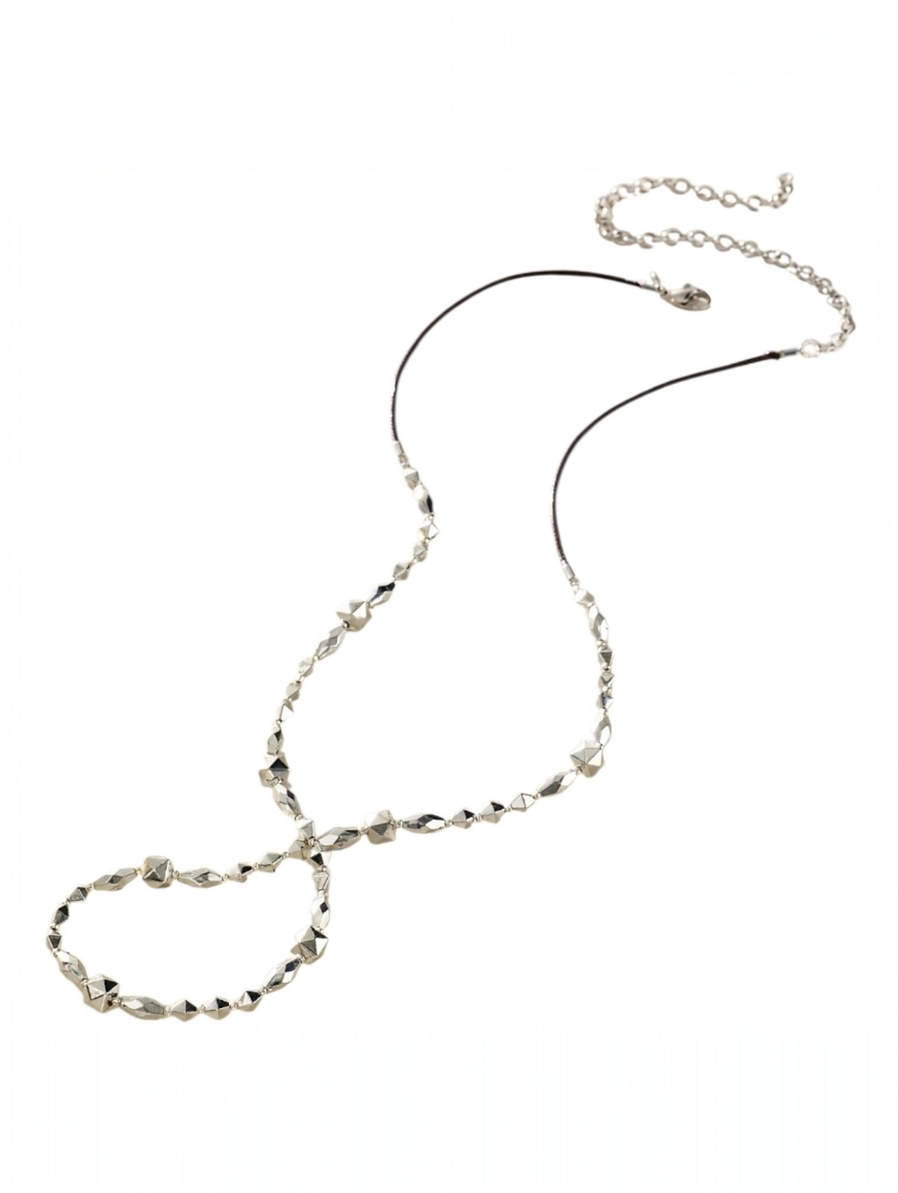 Free People Chasing You Belly Chain Silver Diamond Cut Beads Adjustable NWT